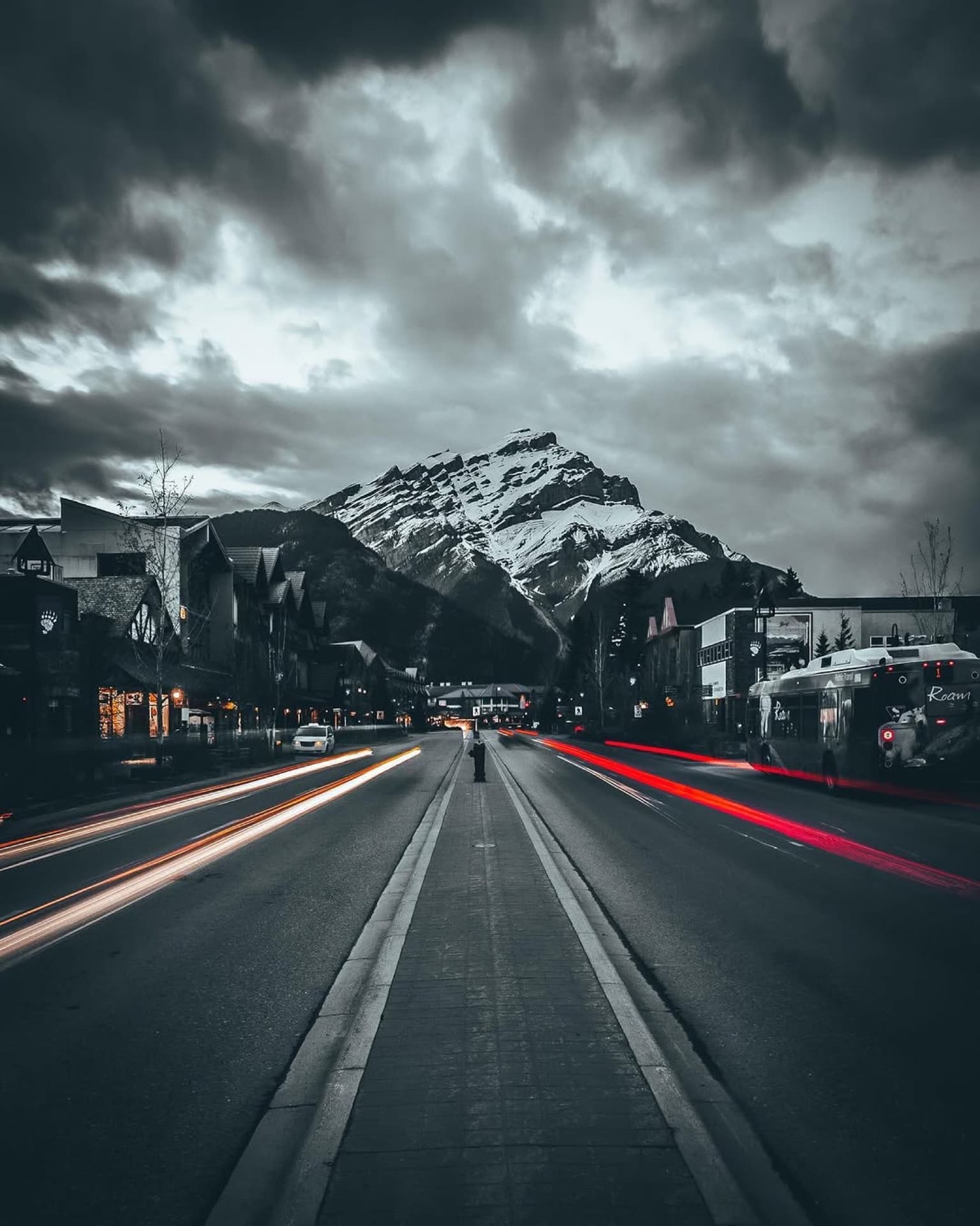 driving through banff